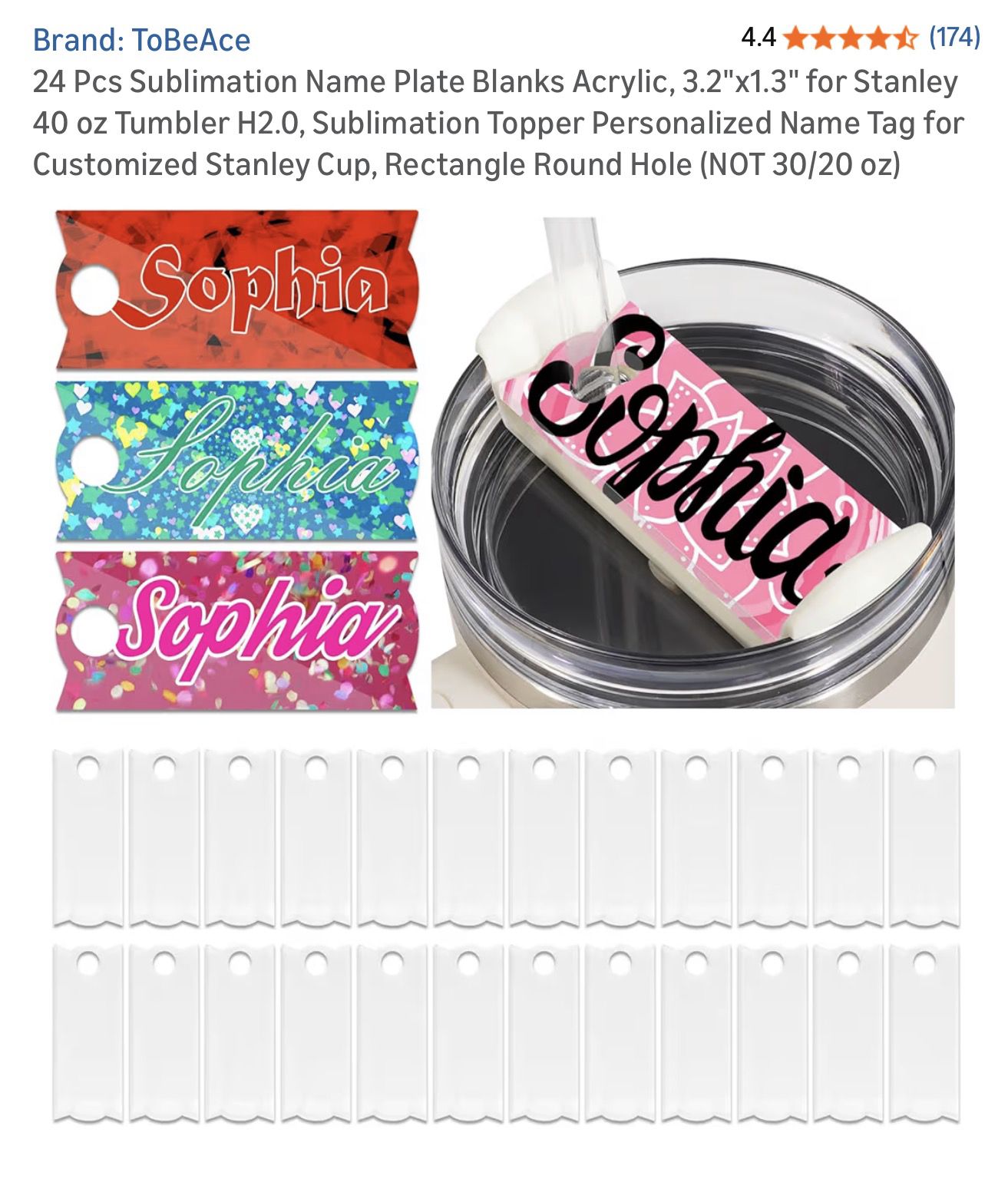 Sublimation tags for tumblers