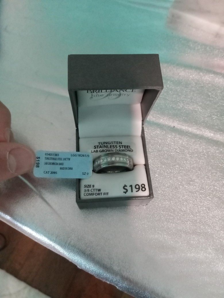 Mens Size 9 Tungsten Rings With Real Diamonds