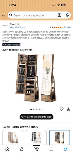 Standing storage mirror