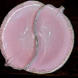 MCM Pink Speckled Gold leaf Dish Bowl