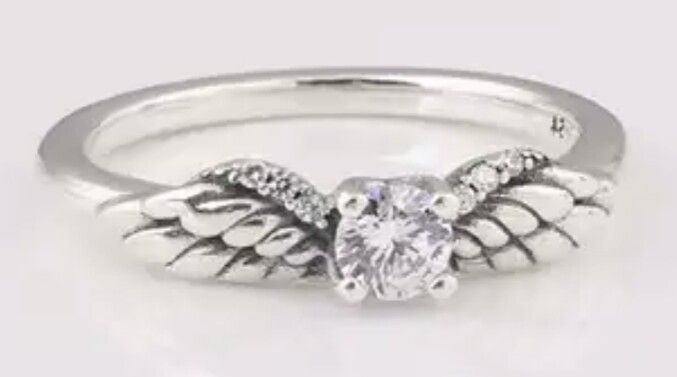925 Sterling Silver White CZ Bright Angel Wings Ring