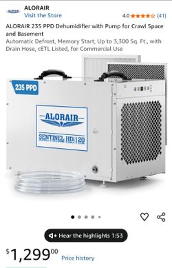 Alorair 235 ppd Sentinel HDi 120 dehumidifier with pump
