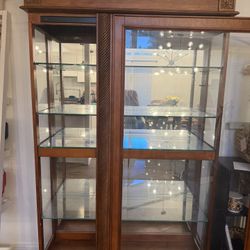 Sliding Glass Door Antique Curio Cabinet 