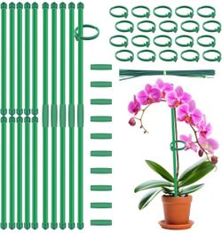 Plant Stakes 14.2Inch, 20Pcs Adjustable Length Plant Support Stakes, BOVITRO Garden Stakes with Clips for Indoor Outdoor Plants, Orchid Sticks, Tomato
