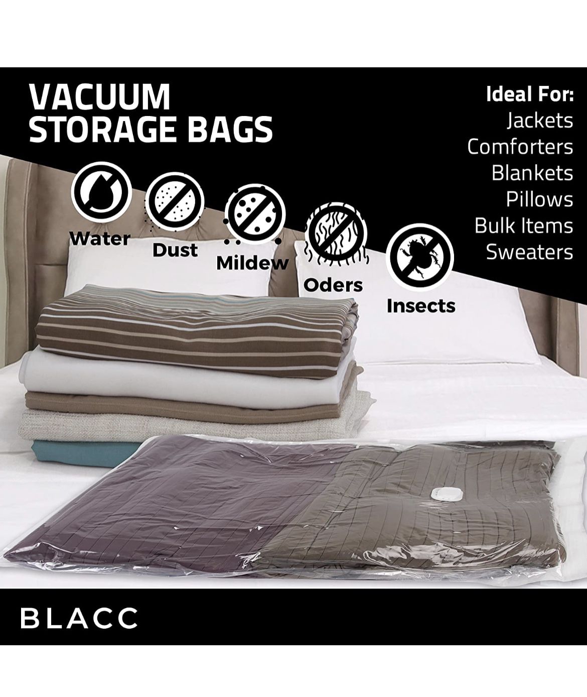Vacuum Storage Bags, Compression Sealer for Clothes, Duvets, Blankets,  Pillows, No-Loss Valve, 6 XLarge Bag, Premium Quality (SET PACK OF 6) for  Sale in Ontario, CA - OfferUp