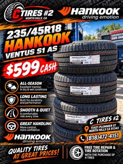 235/45R18 Hankook ( 4 NEW TIRES )