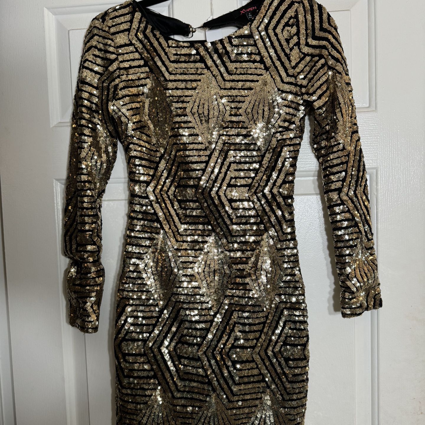 Black and Gold Sequined Dress Like New 