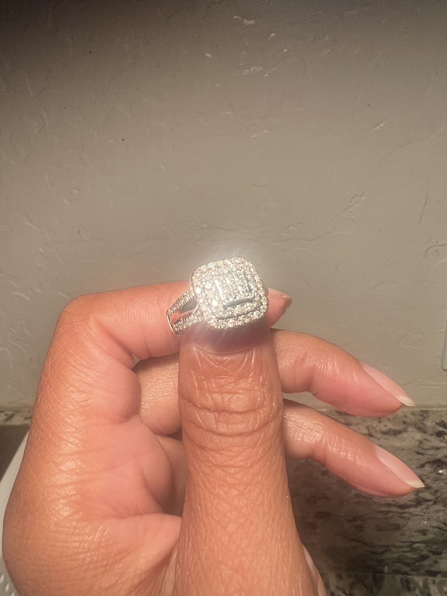 Size 4.5 Multi-Diamond Engagement Ring 1 ct Princess & Round 10K Rose Gold