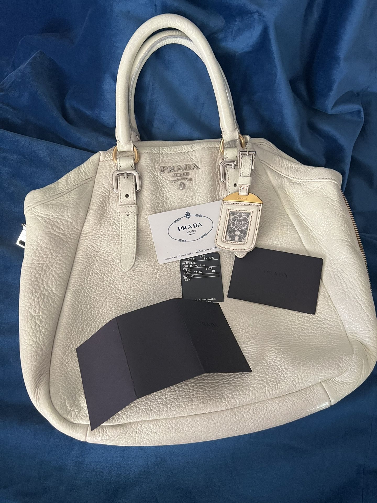 Authentic Prada, Saffiano Leather Satchel With Authentic Prada Card