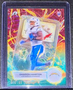 2025 Topps Resurgence Omarion Hampton Rookie Voltaic Crimson Surge #078/199
