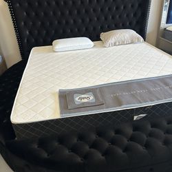 Brand New Black Tufted Bed Frame With Storage, No Credit Required 