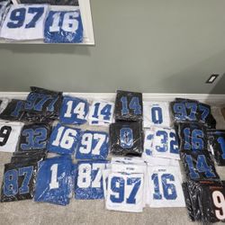 DETROIT LIONS JERSEYS --Sewn Material Sleeves-..All $25, ....Salute To Service $30