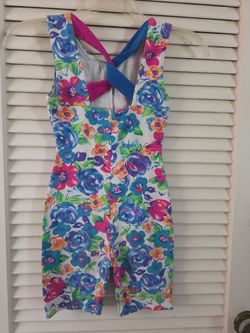 Girls 1 Pc Gymnastic Dance Floral Leotard by Moret