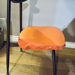 Set Of 4 Orange Slipcovers For Dining Chairs — Faux Leather Orange Upholstery - Retro Mcm Mid Century Modern Chair Covers