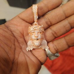 Rose Gold Jesus Charm