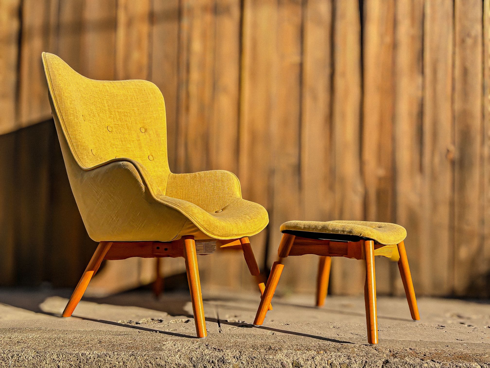 Mid Century Style Luxury Chair & Ottoman Pair