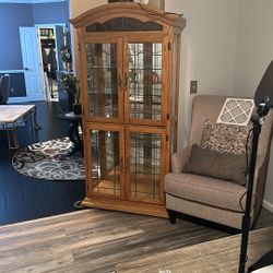 Lighted Oak Curio