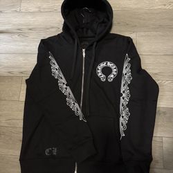 SMALL chrome hearts all black zip up hoodie