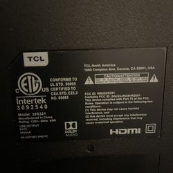Brand New Tcl Roku Tv with HDMI Cord 