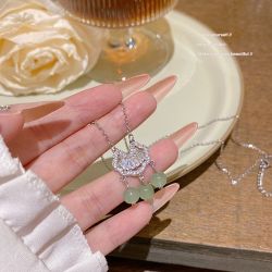 Good Luck and Peace Lock Necklace Accessories Women's All-match High-end Longevity Lock Pendant Light Luxury Fashion Clavicle Chain