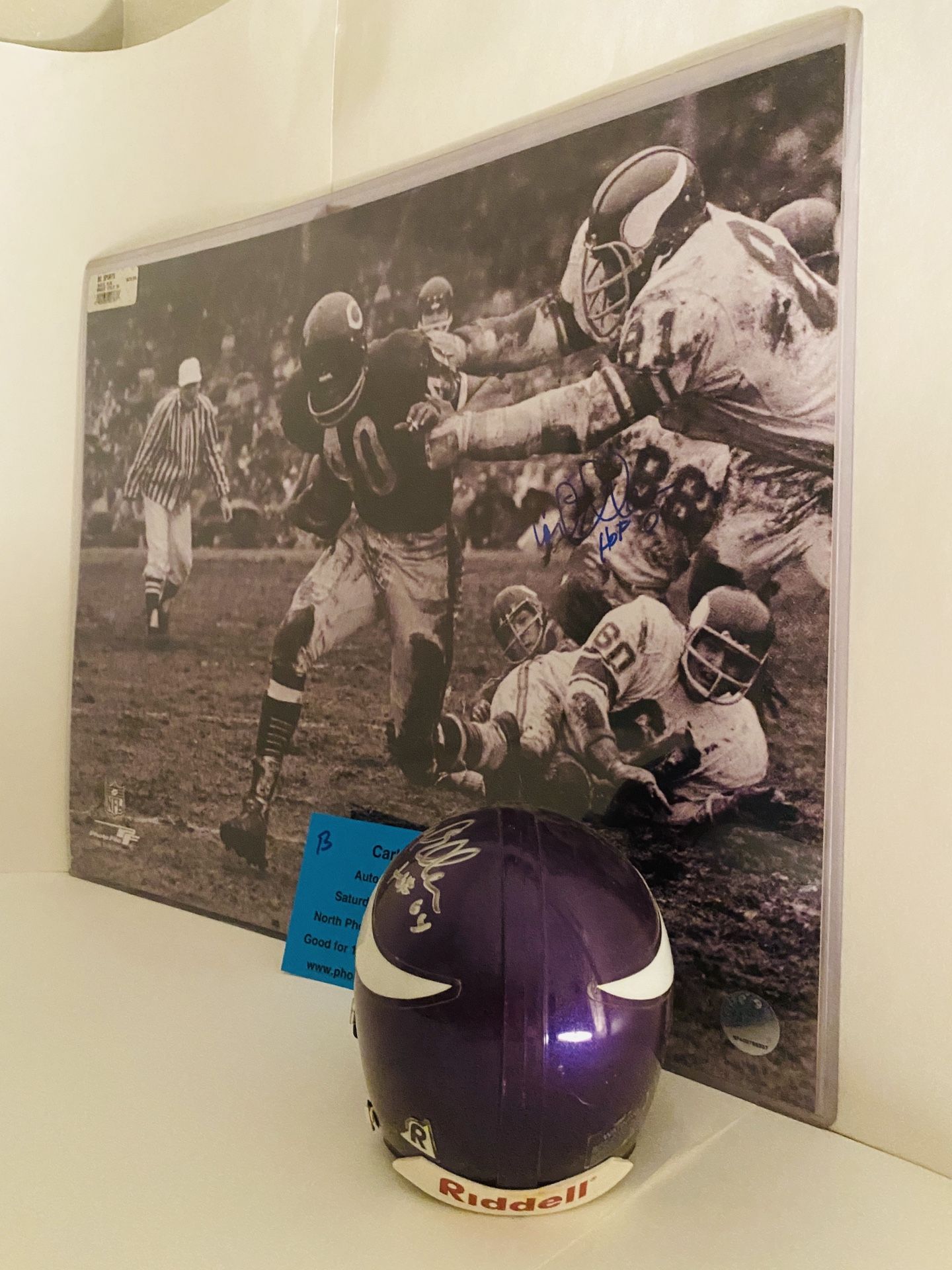 Carl Eller Minnesota Vikings Autographed Mini Helmet w Inscrip / Cert of Auth WOW !!
