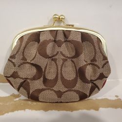 Unisex Designer Coach Coin Purse Bag Logo Beige Clasp Purse Wallet Organization