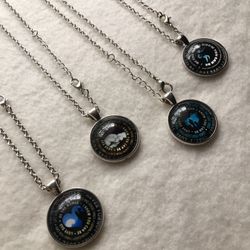 To My Son/Daughter Cabochon Glass Pendant Necklace Silver Chain Father Day Gift