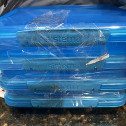 New 4 piece food storage containers with lids by Sistema. 3 compartments for meal prep, snacks, fruits etc