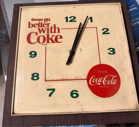 Vintage 1960s Coca-Cola KCS Wall Clock Things Go Better With Coke - For Repair / Local Pickup