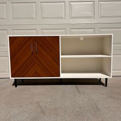 MCM Media Console Sideboard w/ Cabinet & Shelves