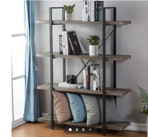 4 Tier Gray Wood Shelving / Bookcase