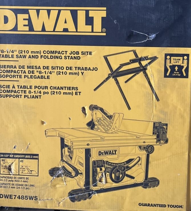 DEWALT 8-1/4” Jobsite Table Saw and Compact Table Saw Stand