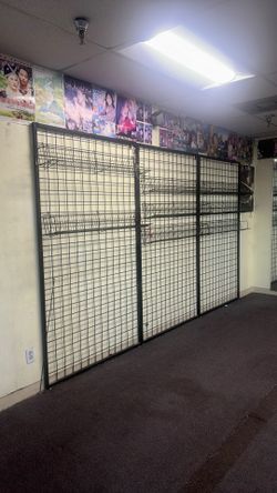 Heavy duty commercial grid panels wall displays with shelving