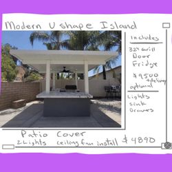 Modern U-shaped BBQ Island For Outdoor Cooking 