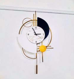 Modern Abstract Geometric Wall Clock - Black and white