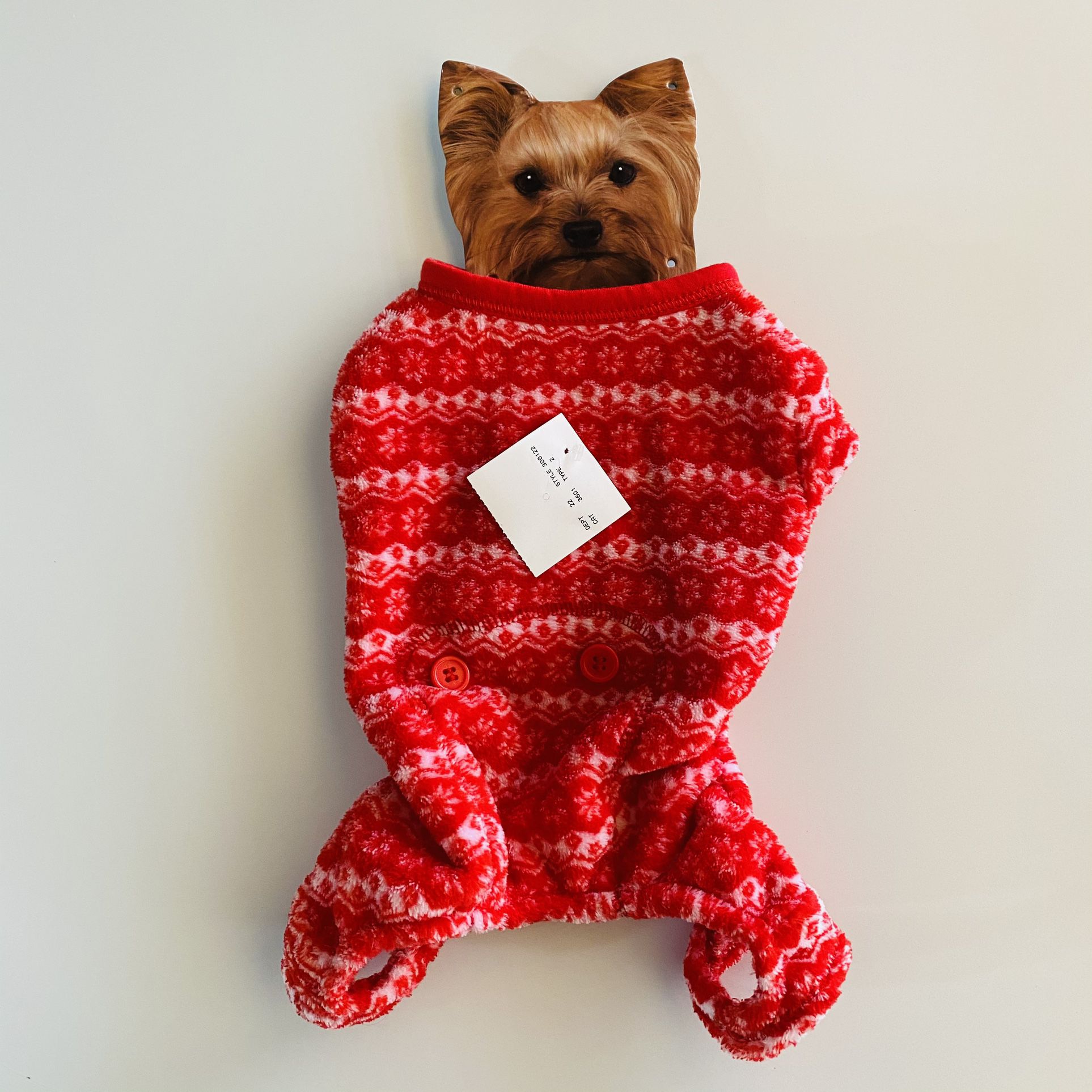 XSmall Dog Cat Sweater Fleece Red w Buttons
