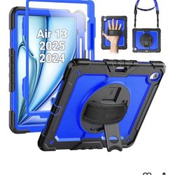 SEYMAC for iPad Air 13 Inch Case M3 2025/ M2 2024, Heavy Duty Shockproof Protective Case with Screen Protector