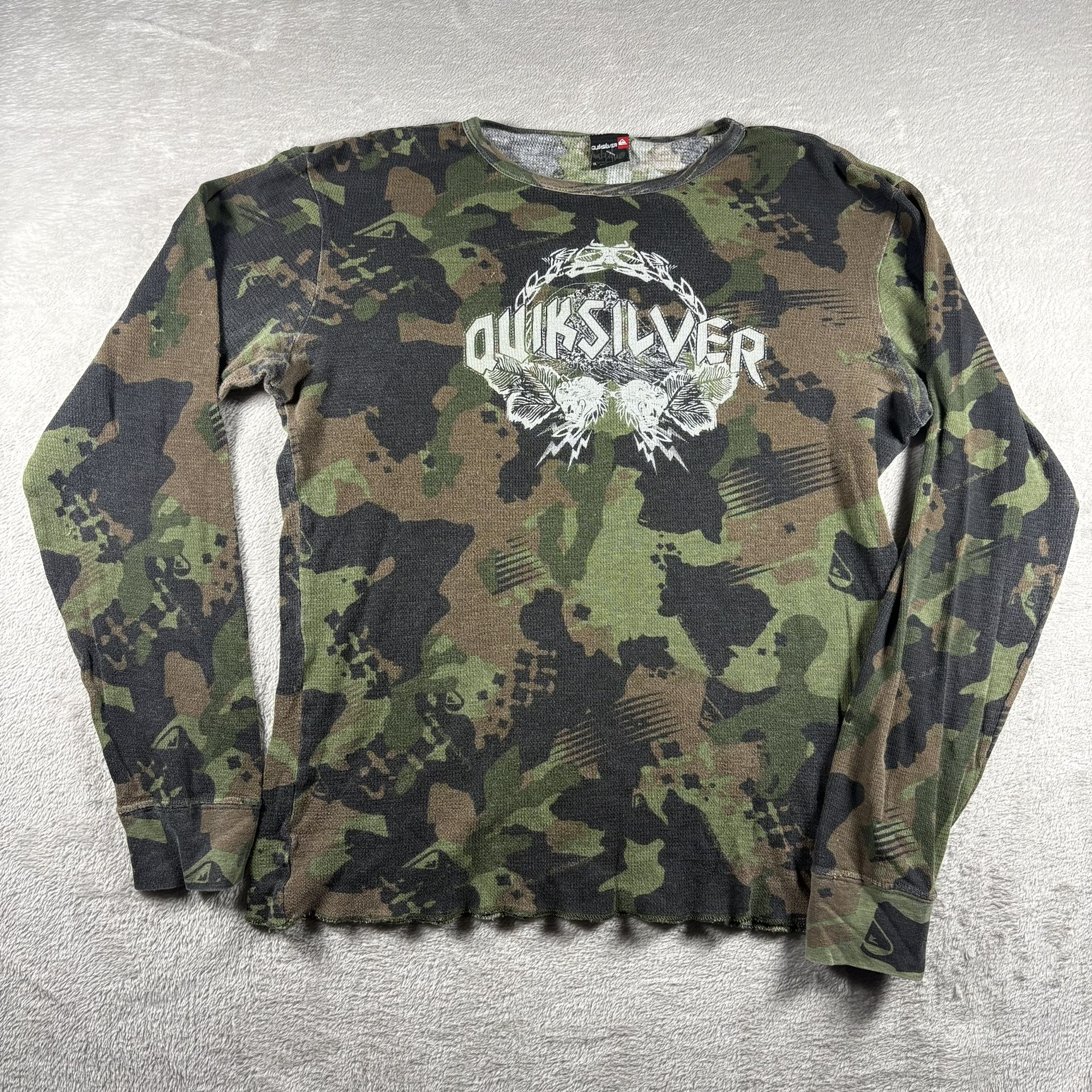 Vintage Quiksilver Shirt Men’s XL Camo Thermal Long Sleeve Surf Grunge USA #670