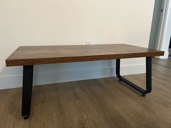 Modern Industrial Coffee Table – Rustic Wood Top with Black Metal Legs