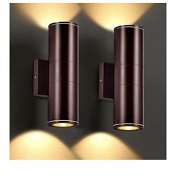 Outdoor Wall Lights 2Packs, Integrated LED Cylinder Up Down 12W 2700K Modern Aluminum Light,