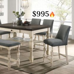 NEW COUNTER HEIGHT DINING SET WITH STORAGE DRAWER