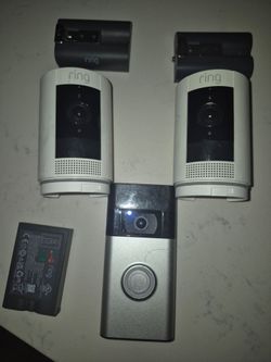 2 ring stick cameras and 1 doorbell camera