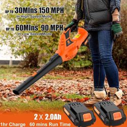 Cordless Leaf Blower,21V Handheld Electric Leaf Blower with 2 x 2.0Ah Battery & Charger, Lightweight