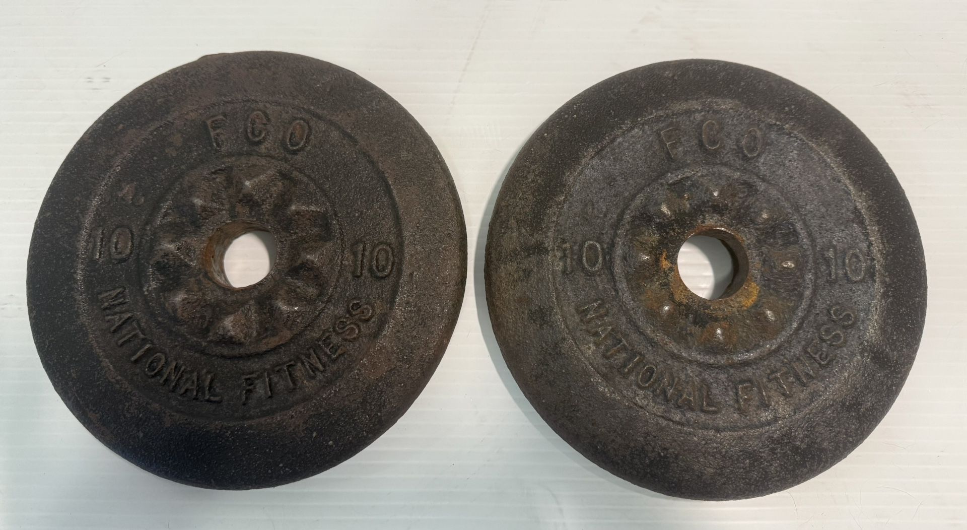 National Fitness 10 lb (BFCO) Barbell Weight Plates, standard 1". Set Of 2