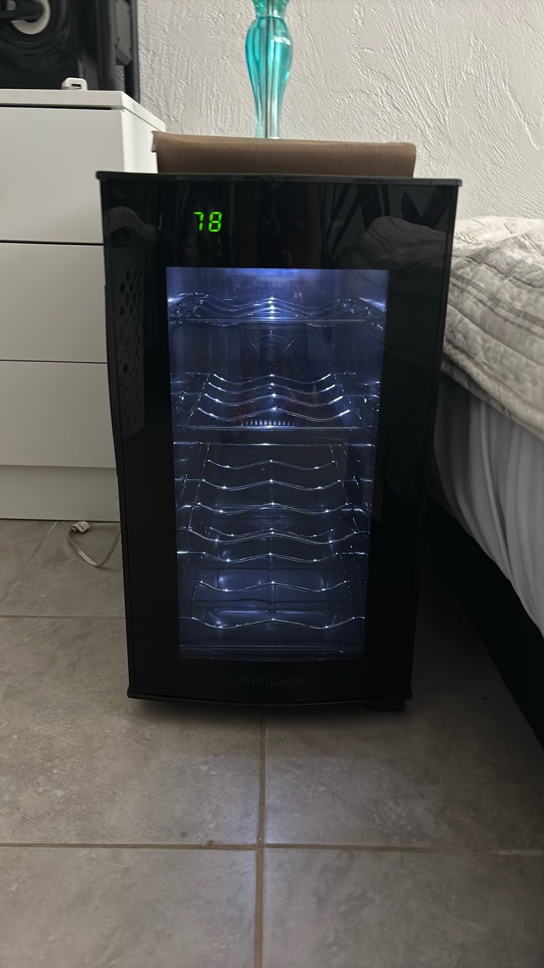 A wine refrigerator Fits Eight Bottles