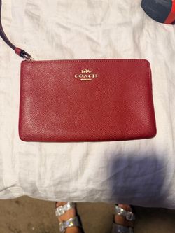 Coach Red Leather Wristlet Clutch