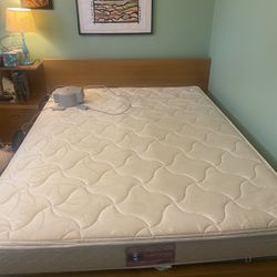 Wood Bedframe/Headboard with Sleep Number Air Mattress And Boxspring