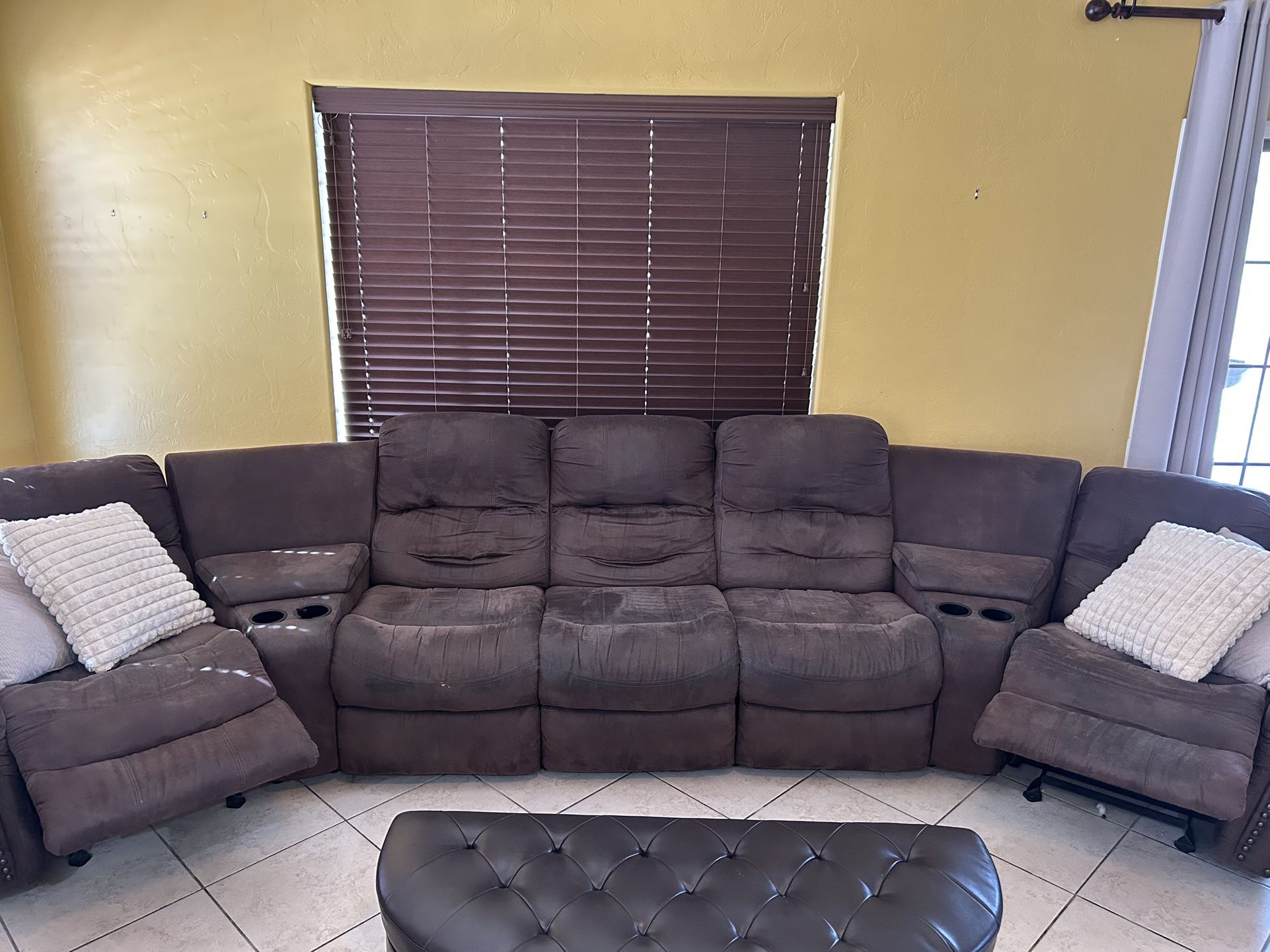 Recliner Suede Sofa