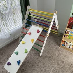 Wooden Montessori Climber Pickler With Slide/Bridge