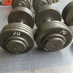Commercial Style Dumbbell Pairs 70lb and  75lb